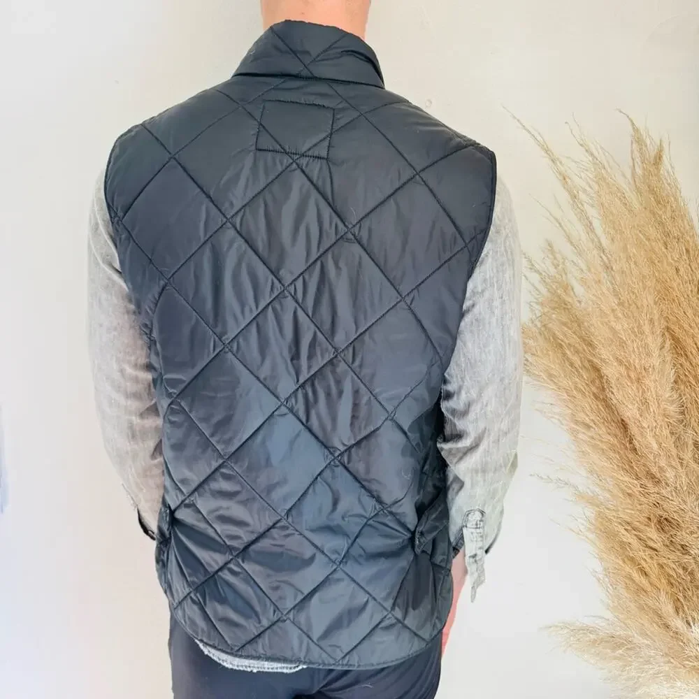 MENS J CREW Black Sussex Quilted Down Puffer Vest Pockets Sleeveless Jacket S